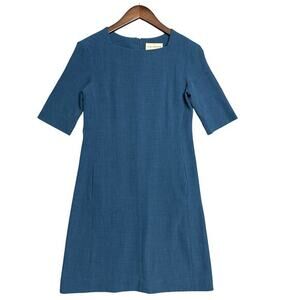 M.M. Lafleur Wondertex Emily Dress Size 4 Square‎ Neck Blue Classic Tailored Cut
